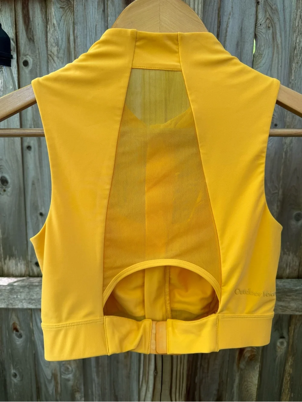 Outdoor Voices Splashknit Sports Bra Yellow Front-Zip Crop Top Gorpcore